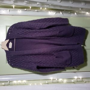 Women's Dreamers S/M grey-blue wicker braided long dbl pocket cardigan sweater